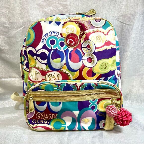 COACH  Signature POPPY C Multicolor Backpack - Picture 1 of 7